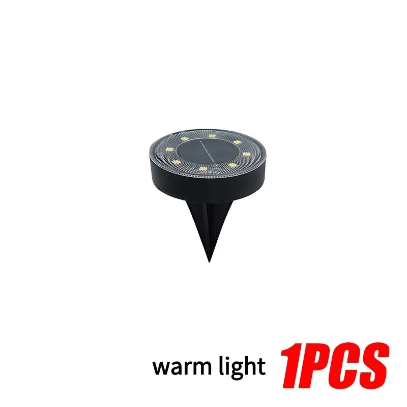 Solar LED Ground Deck Light IP68 Waterproof 8 LED Path Garden Lawn Stair Lamp