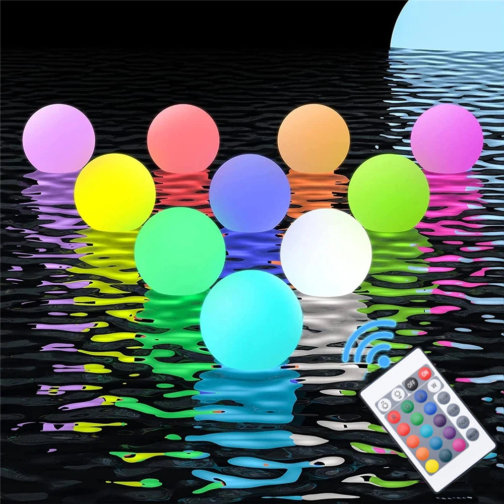 Solar LED Floating Ball Light 16 Color Remote Control IP65 8cm Vinyl Pool Garden Outdoor Night Light