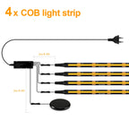 COB LED Strip Kit 8mm Black PCB 100-300cm Touch Dimmer Through-Wood AC 100-240V DC 12V