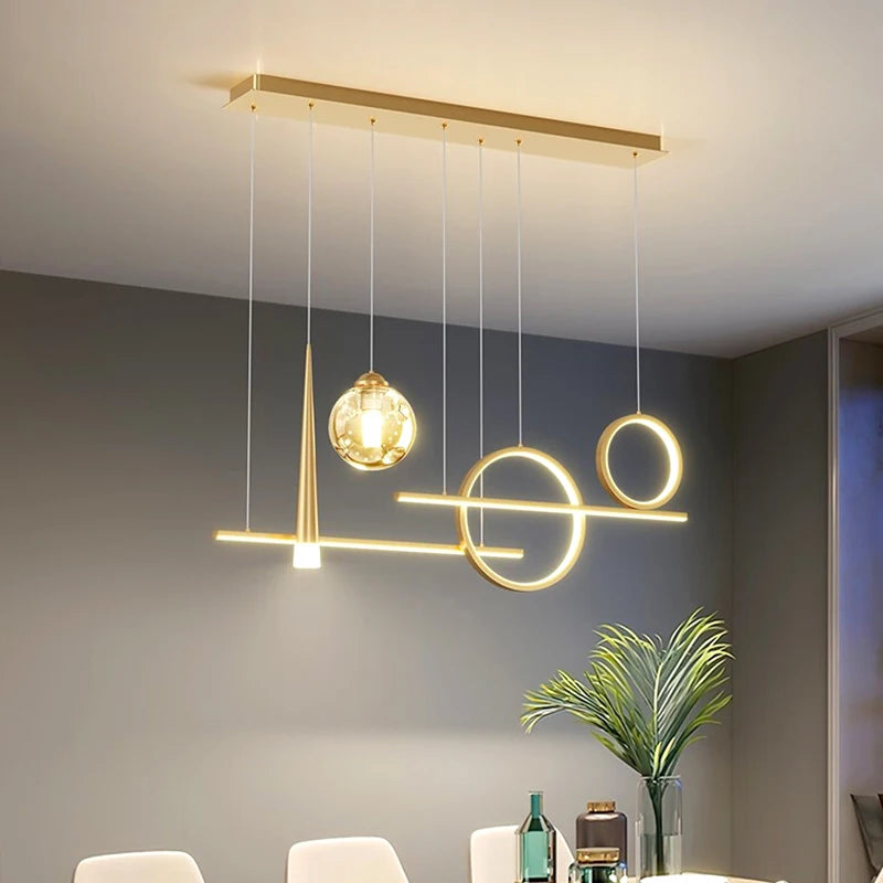 65W LED Bar Pendant Chandelier L94cm 4-Mode Dimmable 2800-6000K AC 90-265V Black Iron Acrylic