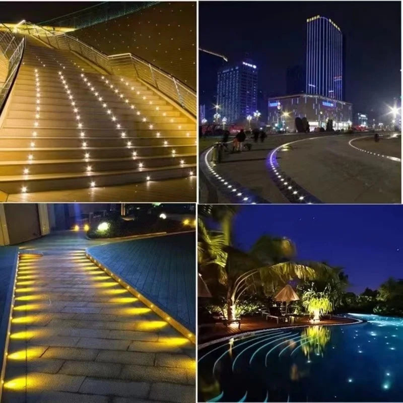 DC 12V LED Underwater Light IP68 RGB 7-Color Auto Stainless Steel Pool Fountain Garden
