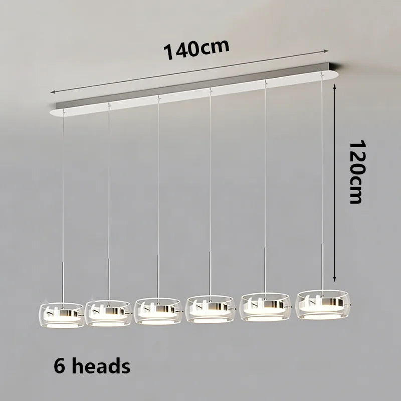 Modern Multi-Head Glass Pendant Light 1 3 4 Heads 5-60W Ironware Dimmable AC 90-265V
