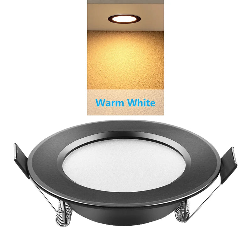 IP65 Waterproof LED Recessed Downlight 5W 9W 12W 15W 18W Black Dimmable 110-230V