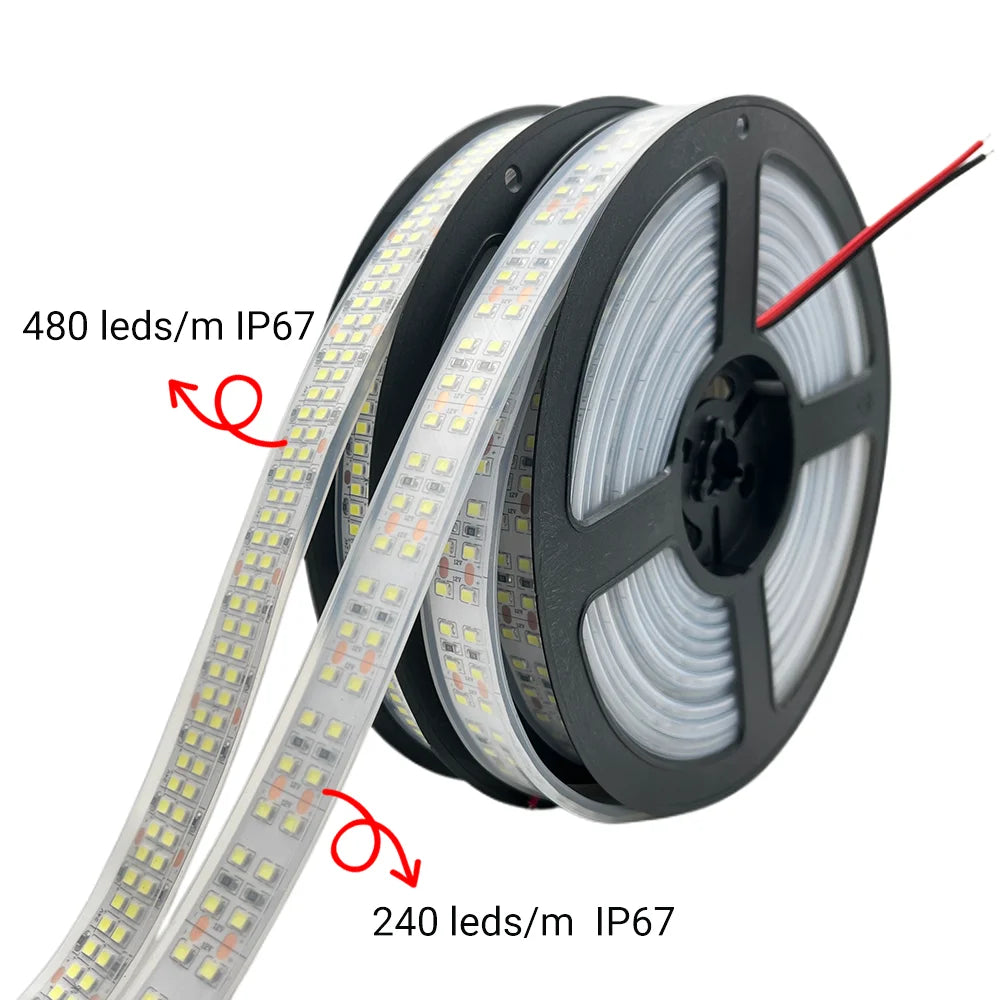 SMD2835 SANAN LED Strip 240/480 LEDs/m DC 12V 24V IP20 IP67 5m Warm Natural Cool White