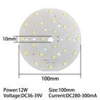 12W SMD5730 Round LED Lamp Board 55mm 65mm 85mm 100mm DC 36-39V 280-300mA 3-Color