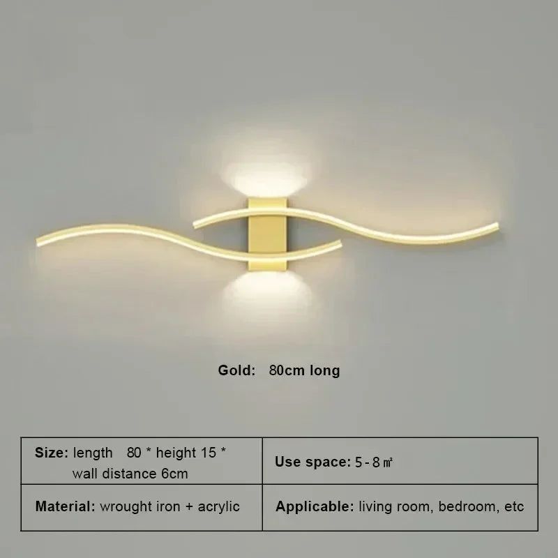 Modern LED Strip Wall Sconce 60cm 80cm Remote Control Up Down Light 90-260V