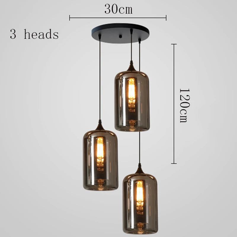 Modern Multi-Head Glass Pendant Chandelier 3 6 8 10 12 Heads 21-114W Dimmable AC 90-265V