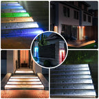 Solar LED Step Stair Light IP67 13 LEDs 80lm Warm White Auto Dusk Sensor ABS Lens Outdoor