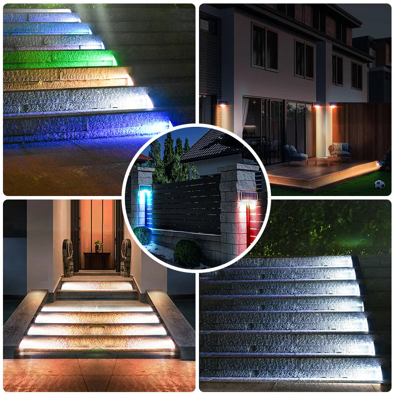 Solar LED Step Stair Light IP67 13 LEDs 80lm Warm White Auto Dusk Sensor ABS Lens Outdoor