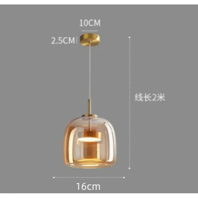 Nordic Minimalist Iron Glass Pendant Chandelier E26 E27 38cm Single Head Dimmable AC 90-260V