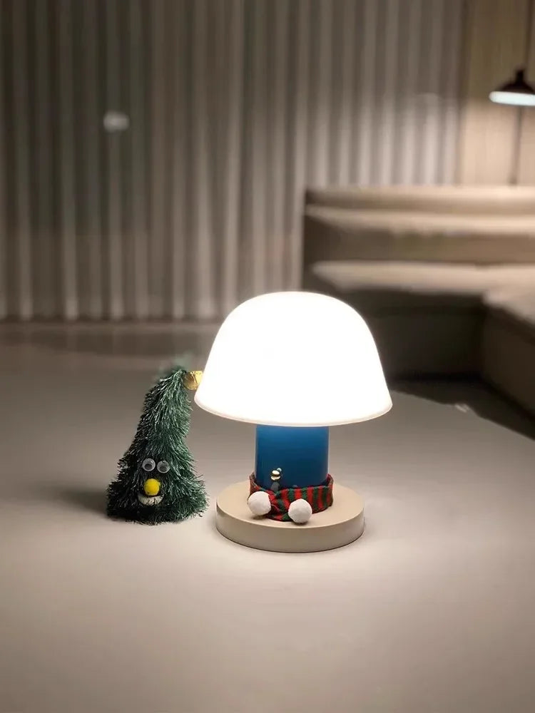 Nordic Retro Mushroom Table Lamp Touch Dimmable USB Charging AC 90-260V Bedroom Bedside