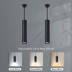 Modern Aluminum LED Pendant Light 10W 15W Long Tube 6x16cm 6x30cm AC 110-265V Black