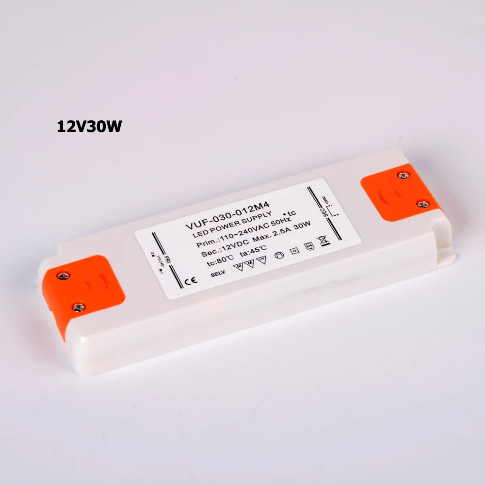 Ultra-Slim LED Driver Transformer 6W 12W 15W 20W 30W 50W 60W AC 110-240V to DC 12V 24V