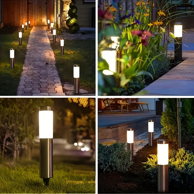 Solar LED Pathway Lawn Light IP65 Waterproof Stainless Steel ABS Polished Flush Mount Outdoor Garden Walkway Landscape