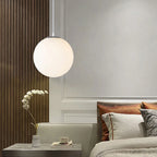 Frosted Acrylic Ball Pendant Light Milky White E27 8-35cm 100cm Cord AC 110-240V Scandinavian