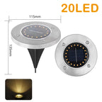 Solar LED Underground Ground Light 8 or 20 LED IP65 Stainless Steel ABS Dusk to Dawn Auto Sensor Warm White Cool White 4.7 x 5 inch Garden Path Driveway
