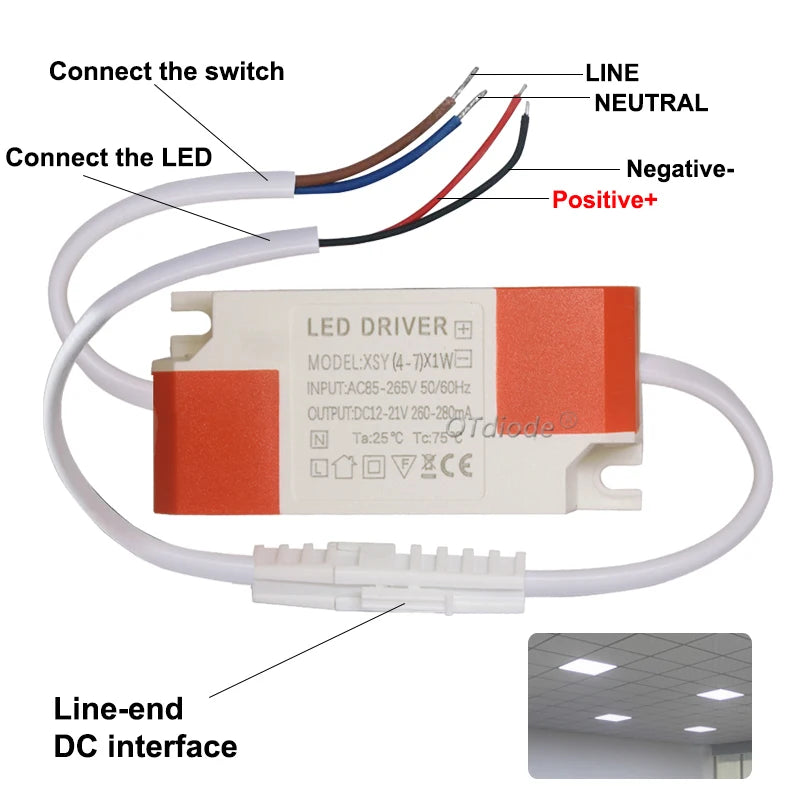 Isolated Constant Current LED Driver 1-3W 4-7W 8-12W 18-24W 36W 260-300mA AC 85-265V