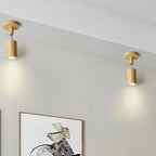 Japanese Minimalist Wood Cylinder LED Ceiling Spotlight Rotatable Surface Mount AC 90-260V