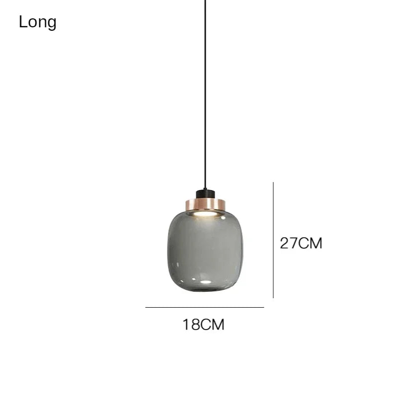 Nordic Minimalist Glass Pendant Light Iron Smoky Gray Gold AC 90-260V Bedroom Study Bar