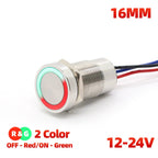 IP68 IP69K Capacitive Touch Push Button Switch 16mm 18mm 22mm 5V 12V 24V DC Momentary or Latching Red Green Bicolor LED Plastic