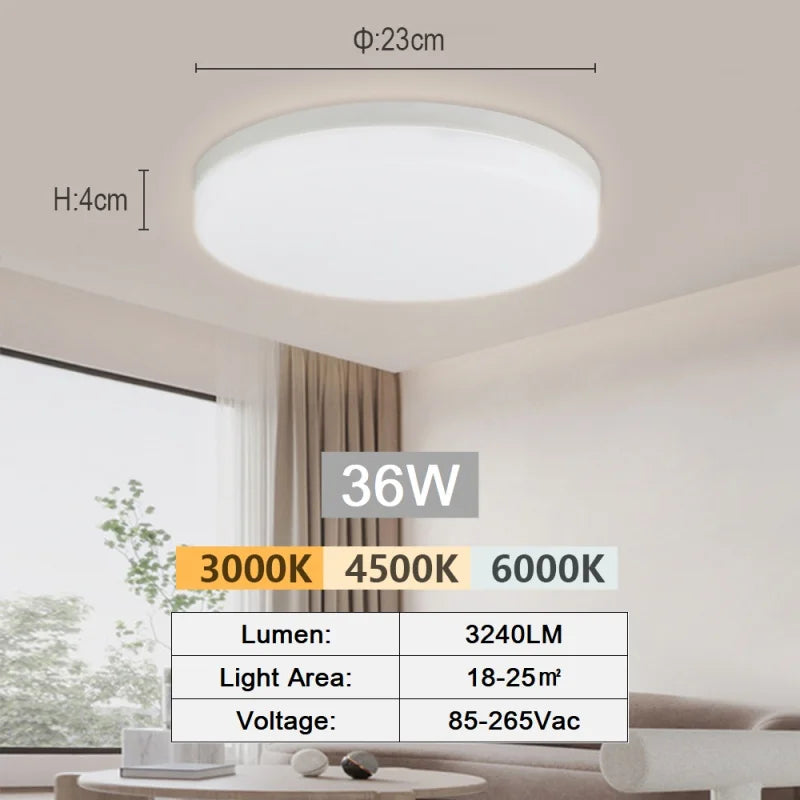 Ultra-Thin LED Flush Mount Ceiling Light 48W 6500K Square Iron Acrylic AC 90-260V