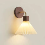 Nordic Wood LED Wall Sconce E26 Single Head Fabric Shade Downlight AC 110-220V Bedroom Living Room Bedside Yellow Brown