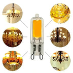 G9 LED COB Glass Bulb 7W 9W 12W 15W 360° CRI 85+ AC 110-220V Warm Cool White