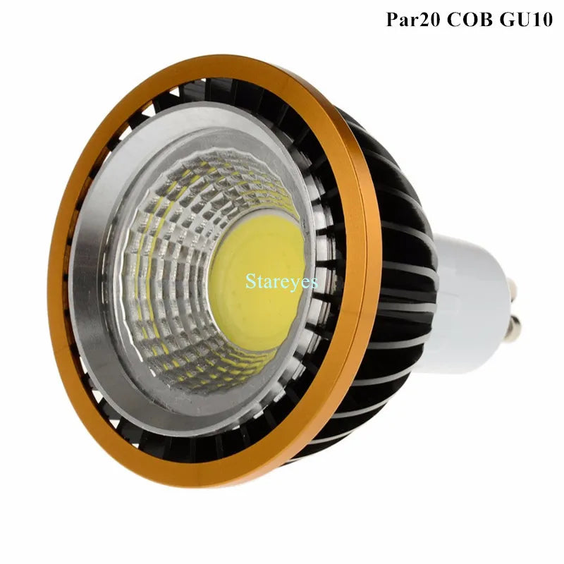 PAR20 COB LED Spotlight 3W 5W 7W E27 GU10 B22 E14 CRI 72+ 120° AC 85-265V Black Silver