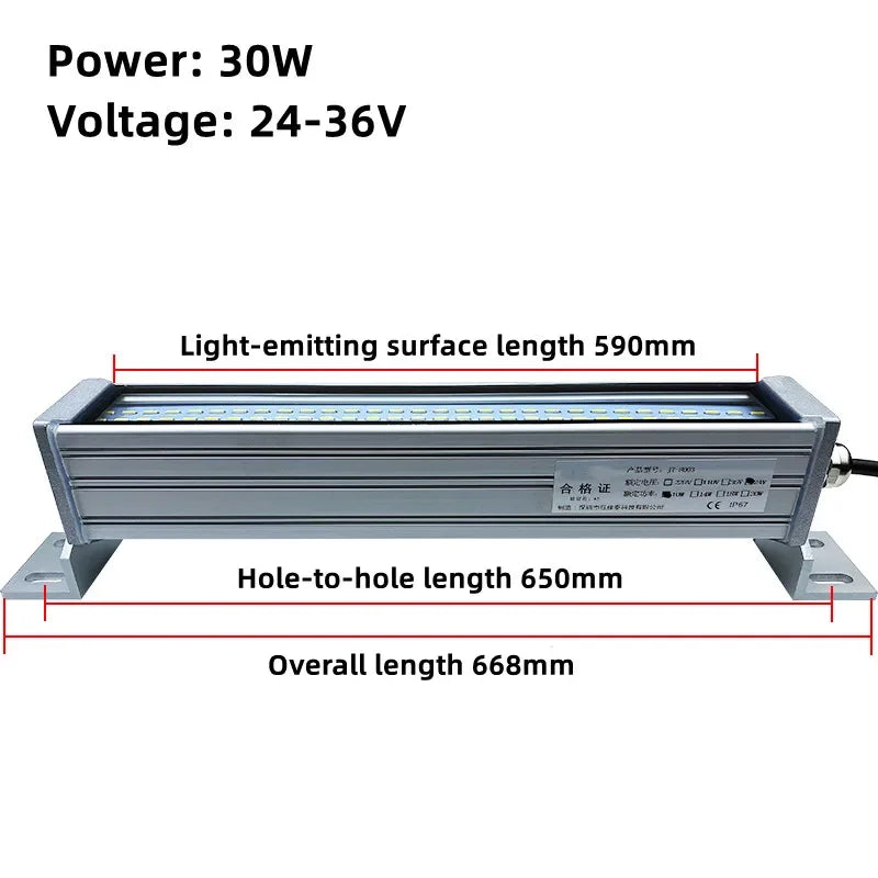 IP67 LED Machine Tool Work Light 10W to 40W Explosion Proof Waterproof Aluminum Alloy Tempered Glass AC 110-240V or DC 24-36V CNC Lathe Workshop