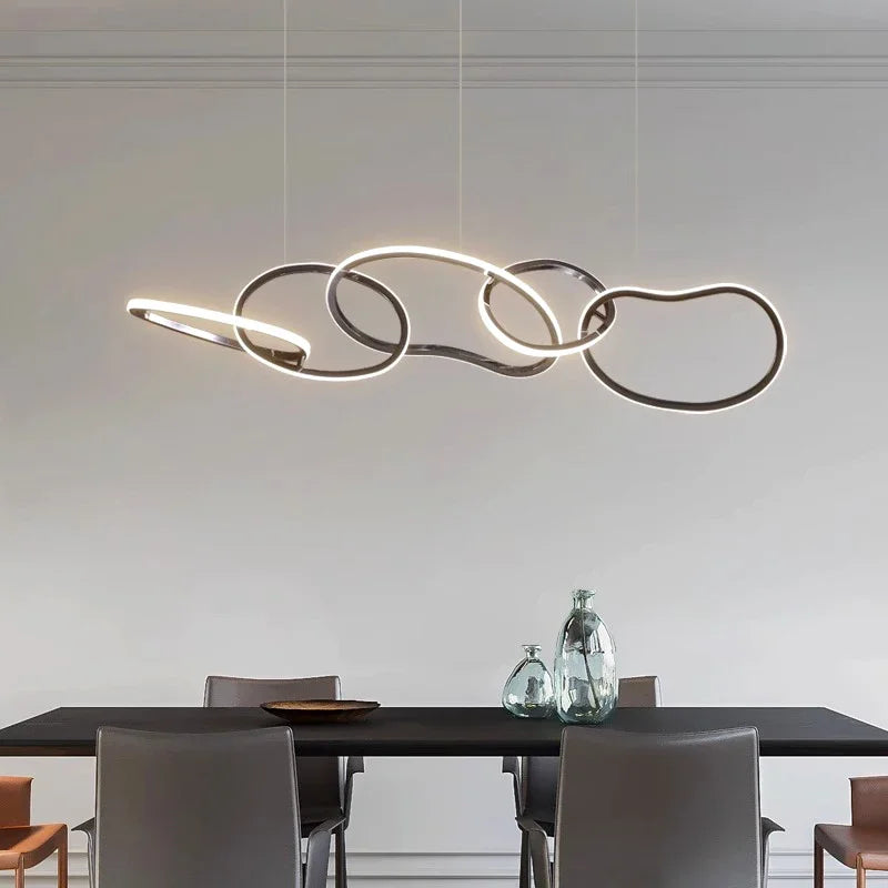 Modern Multi-Head Ironware Acrylic Pendant Chandelier 3-7 Heads 40-120W Dimmable AC 90-265V