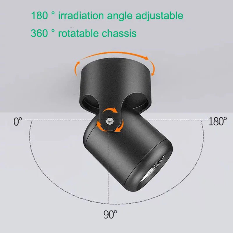 Surface Mounted COB LED Ceiling Spotlight 7W 10W 12W 15W 20W 360 Degree Rotatable Foldable Aluminum AC 85-265V