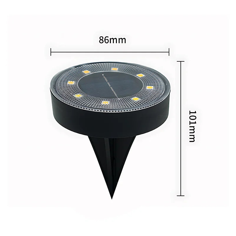 Solar LED Ground Deck Light IP68 Waterproof 8 LED Path Garden Lawn Stair Lamp