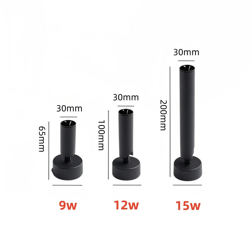 Dimmable 350-Degree Adjustable COB LED Surface Spotlight 9W 12W 15W 24-Degree CRI 90+