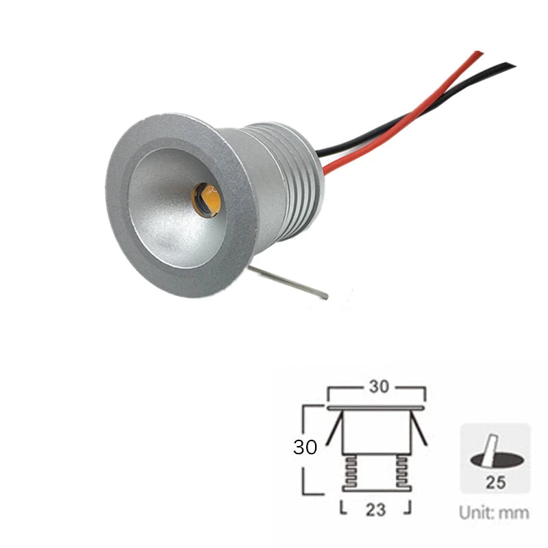 IP65 Mini LED Recessed Downlight 1W 3W DC 12V 90 lm/W 25 30 60 or 120 Degree Aluminum Silver Warm White Natural White Cool White Red Green Blue RGB Cabinet Stair
