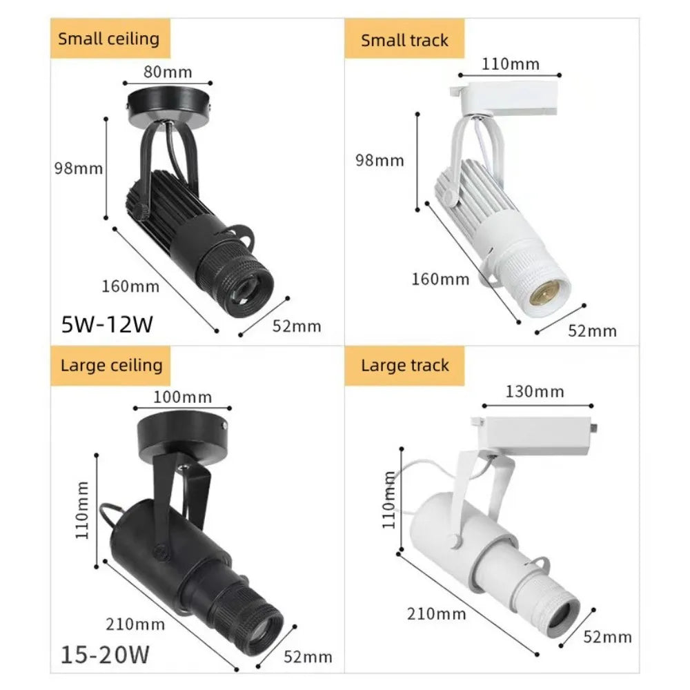 Dimmable Zoomable COB LED Surface Mount Spotlight 5W 7W 10W 12W 15W 18W 20W Frosted Aluminum 15 to 20 Degree AC 85-265V Black