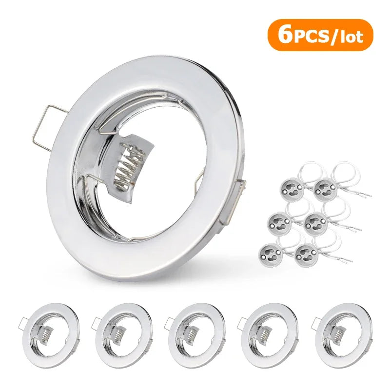 6-Pack GU10 MR16 Recessed Downlight Frame Ceiling Fixture White Aluminum Iron