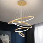 Modern LED Ring Chandelier Iron Brushed Remote Control Dimmable AC 90-260V Dining Bedroom