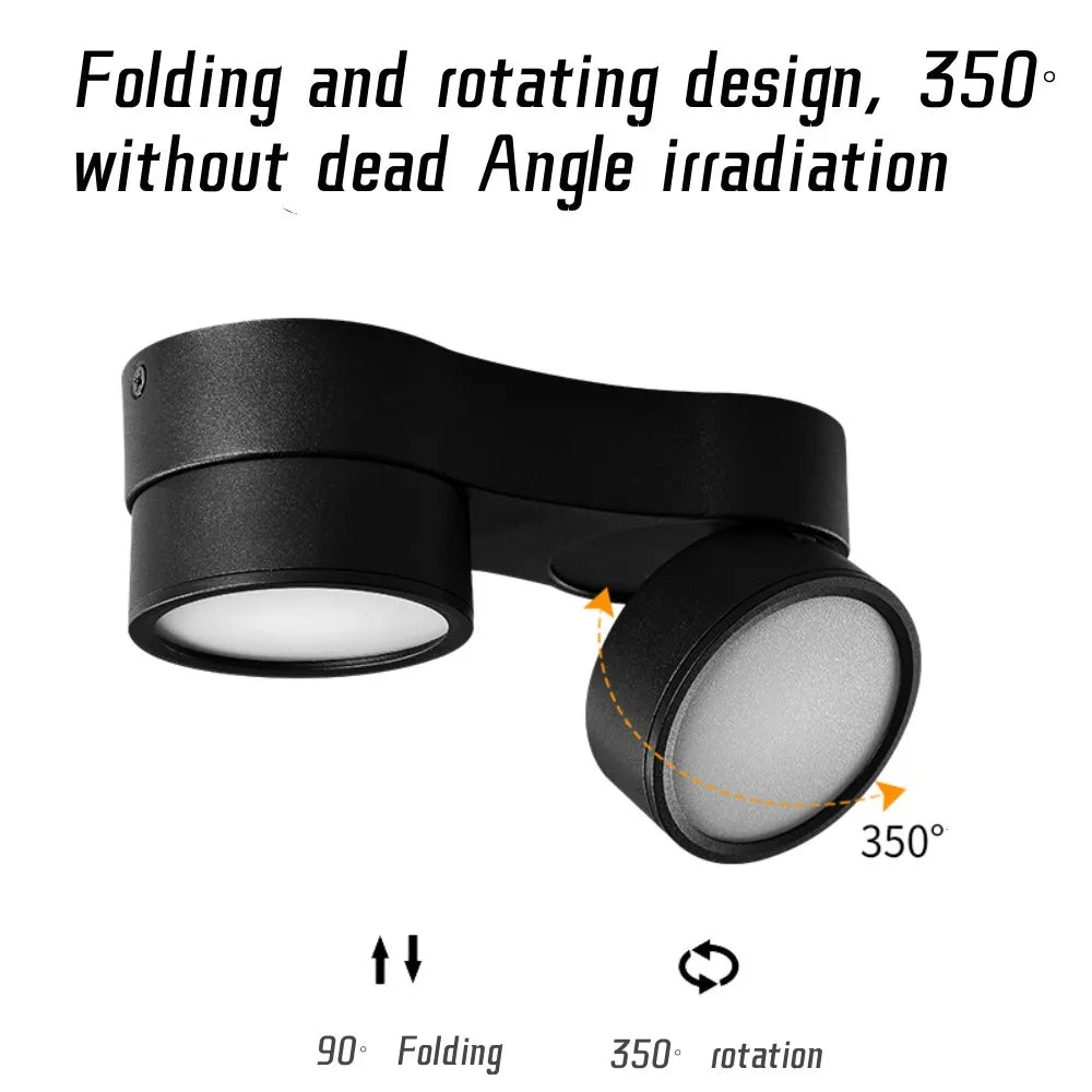 Dimmable COB LED Ceiling Downlight 7W 12W 15W Single or Double Head Die Cast Aluminum CRI 92 10 20 or 30 Degree Knob Switch AC 85-265V
