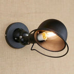 Loft Retro Wrought Iron LED Wall Lamp E14 Single Head Downlight Forged Adjustable AC 90-260V Bedroom Living Room Kitchen Black White