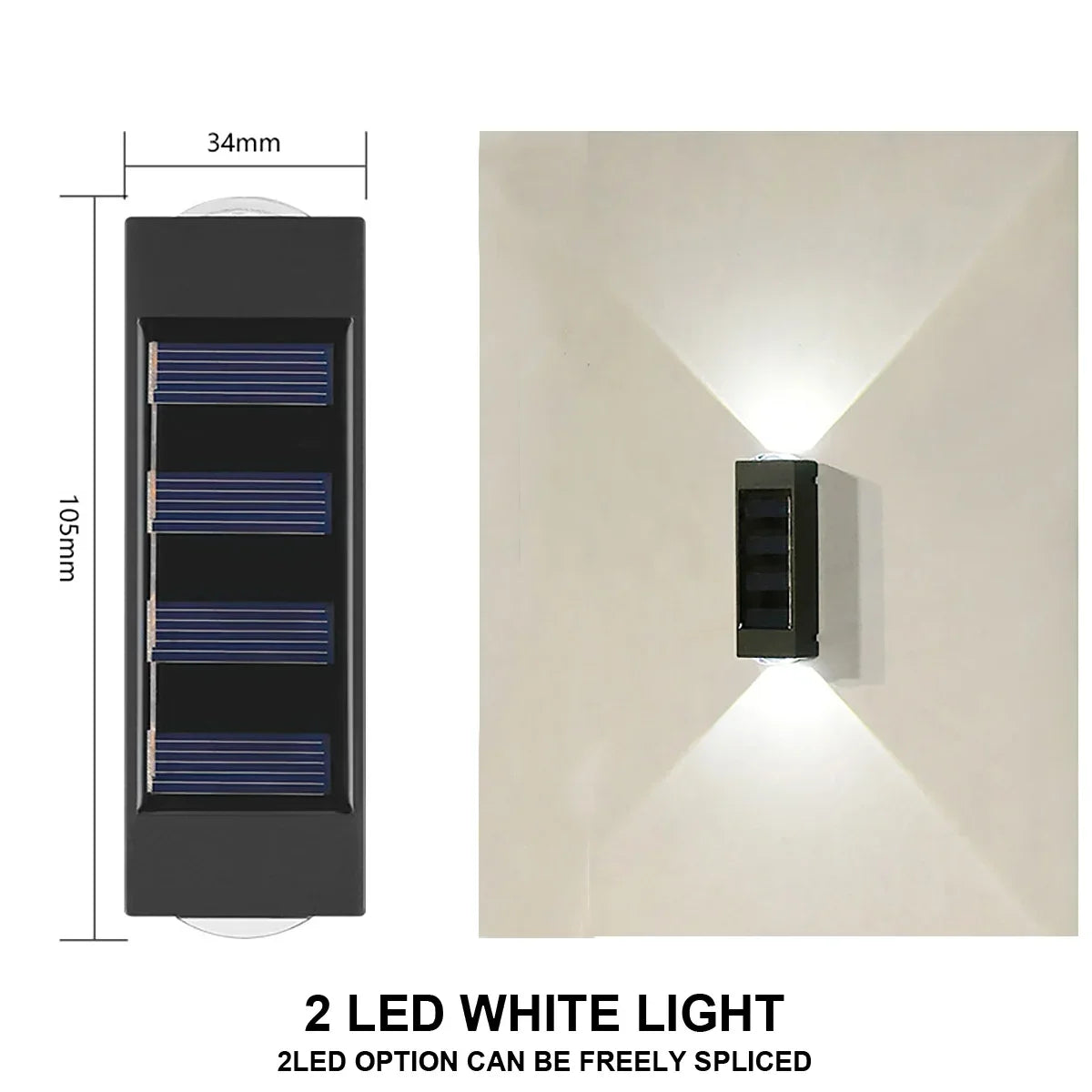 Solar LED Wall Lamp IP65 Waterproof Up and Down Light ABS PC Polycrystalline Panel Auto Dusk to Dawn Garden Yard Balcony