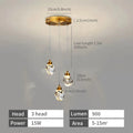 Modern Crystal Raindrop LED Chandelier Pendant Light 5 Head Gold Aluminum Cord Pendant AC 90-260V Living Room Dining Room