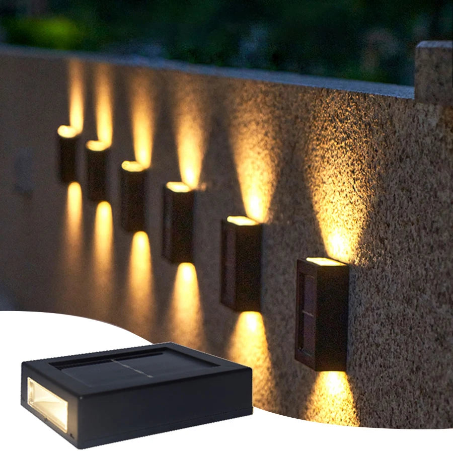 Solar Up Down Wall Washer Light IP65 Waterproof Outdoor Garden Porch Yard Lamp
