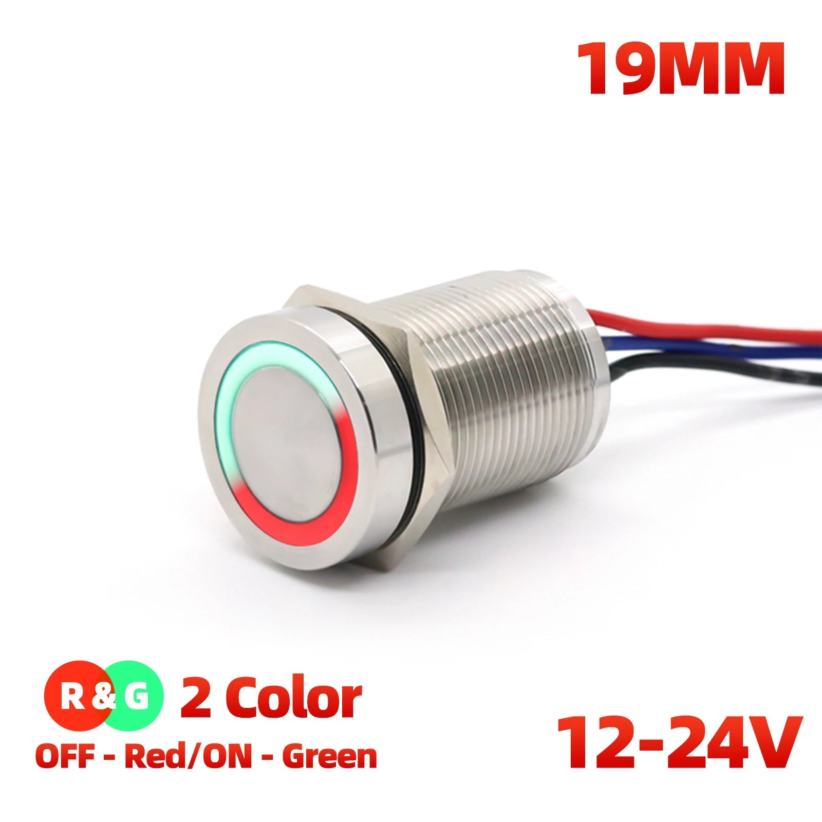 IP68 IP69K Capacitive Touch Push Button Switch 16mm 18mm 22mm 5V 12V 24V DC Momentary or Latching Red Green Bicolor LED Plastic