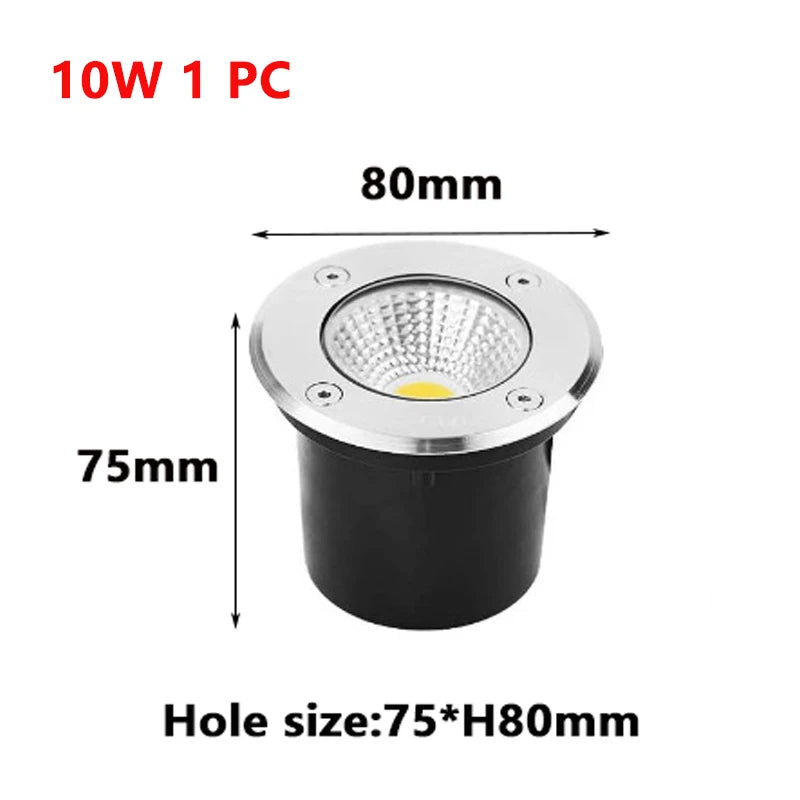 IP67 COB LED Underground Ground Light 5W 10W 12W 15W AC 85-265V or DC 12-24V 120 Degree 120 lm/W Warm White Natural White Cool White Red Green Blue