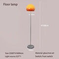 Modern Gradient Orange Mushroom Glass Floor Lamp Stainless Steel Knob Dimmable AC 90-260V