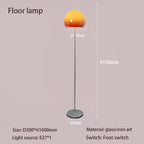 Modern Gradient Orange Mushroom Glass Floor Lamp Stainless Steel Knob Dimmable AC 90-260V