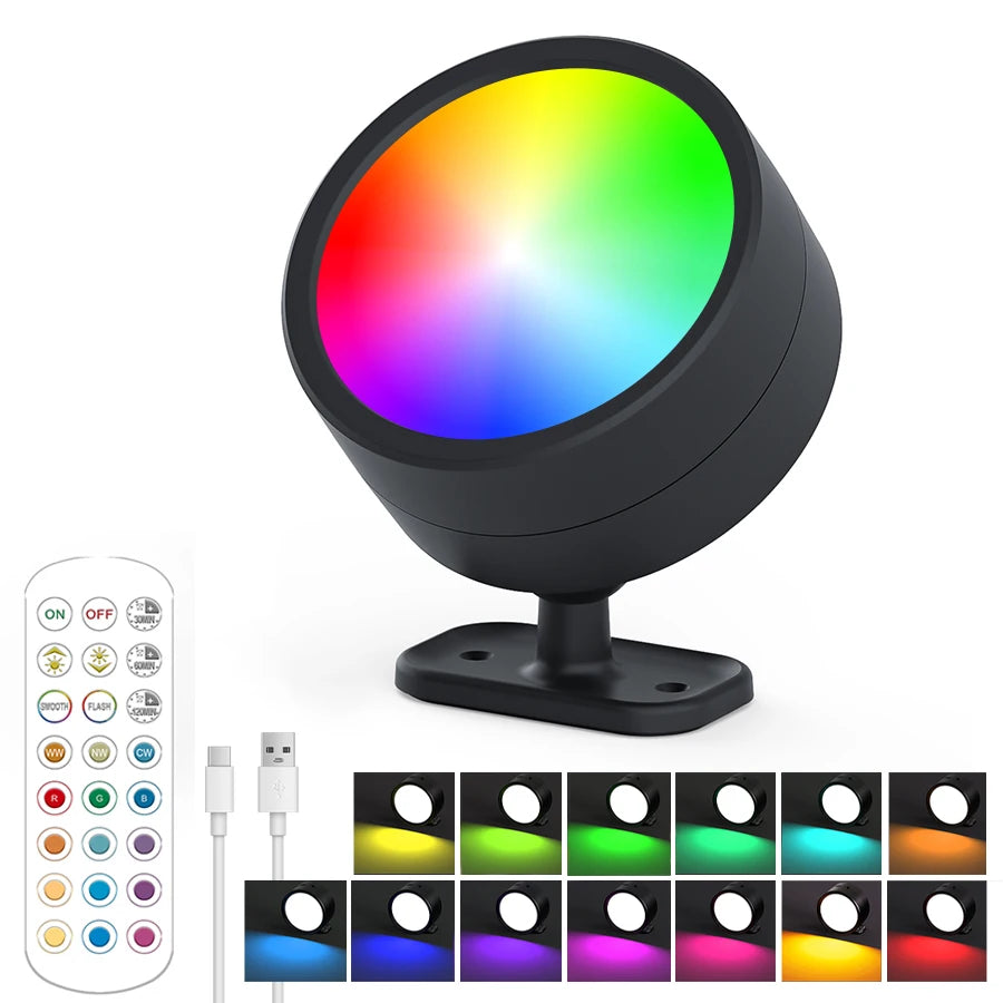 Rechargeable Magnetic LED Wall Lamp 360 Degree Rotating Touch and Remote Control Dimmable USB 5V 1.8W Bedroom Living Room