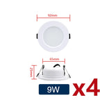 LED Recessed Downlight 5W 9W 12W 15W 18W Epistar DC12V DC24V AC110V 120° 4 Pack