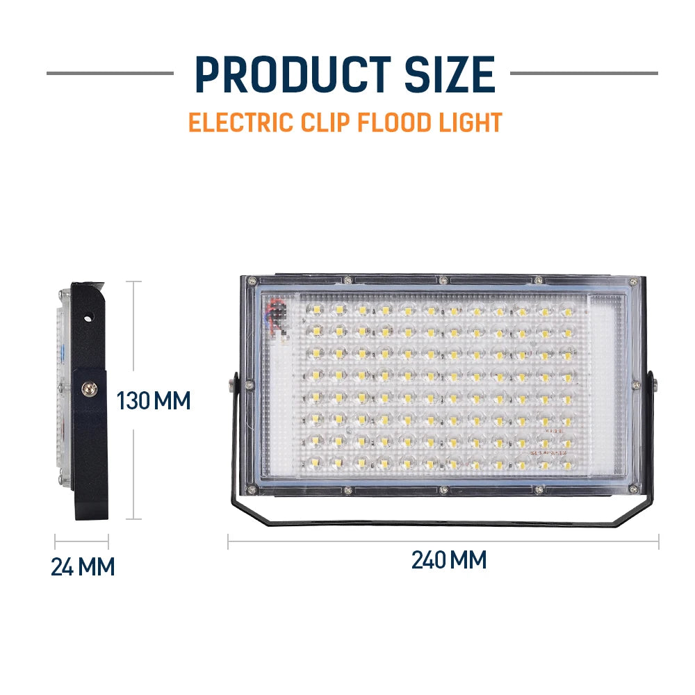 DC 12V LED Portable Flood Light 50W 100W Battery Clip 100lm/W CRI 85+ Camping Emergency Lamp
