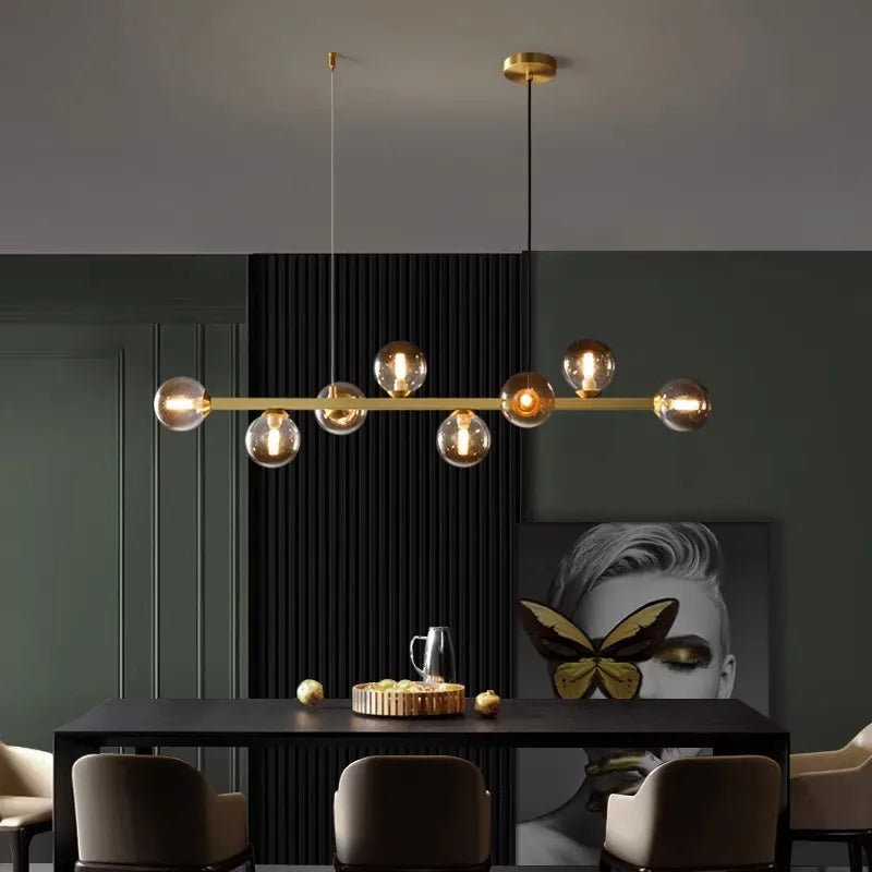 Modern Multi-Head Glass Pendant Chandelier 8 10 12 Heads 72-106W 4-Mode AC 90-240V